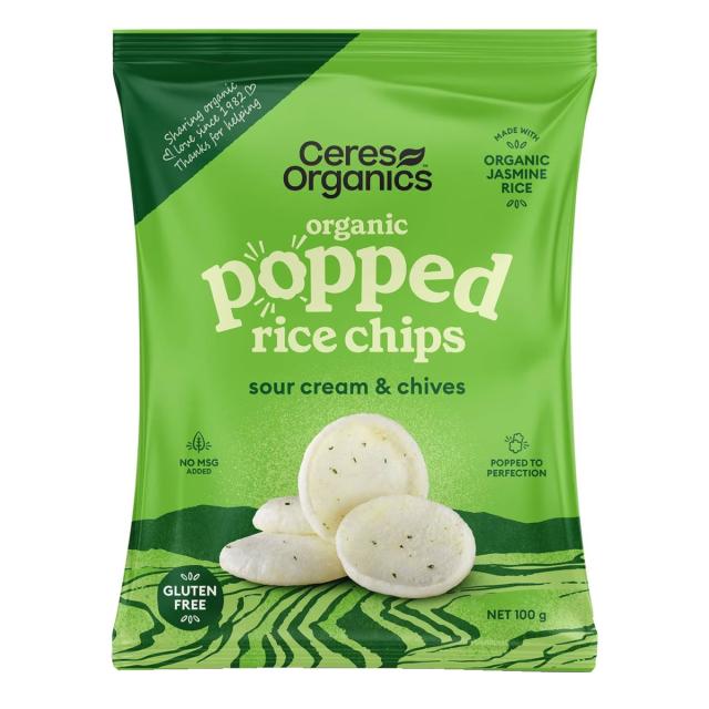 Organic Popped Rice Chips - Sour Cream & Chives 100g