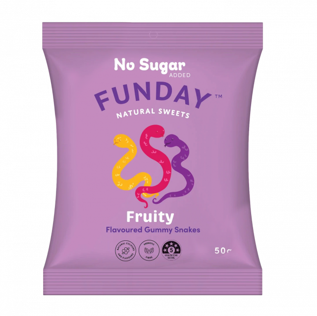 No Added Sugar Lollies - Fruity Gummy Snakes 50g