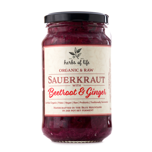 Organic Raw Sauerkraut with Beetroot & Ginger 380g