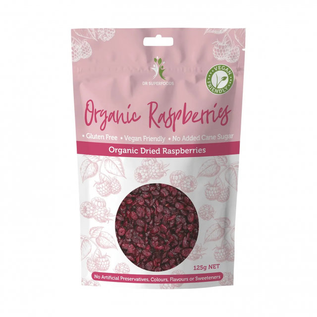 Organic Dried Raspberries 125g